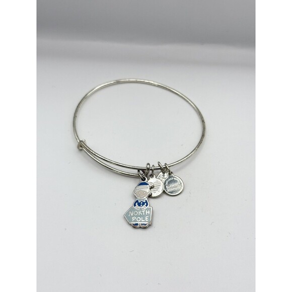 Alex And Ani North Pole Elf Christmas Snow Dangle Charm Expandable Bracelet - Picture 2 of 3